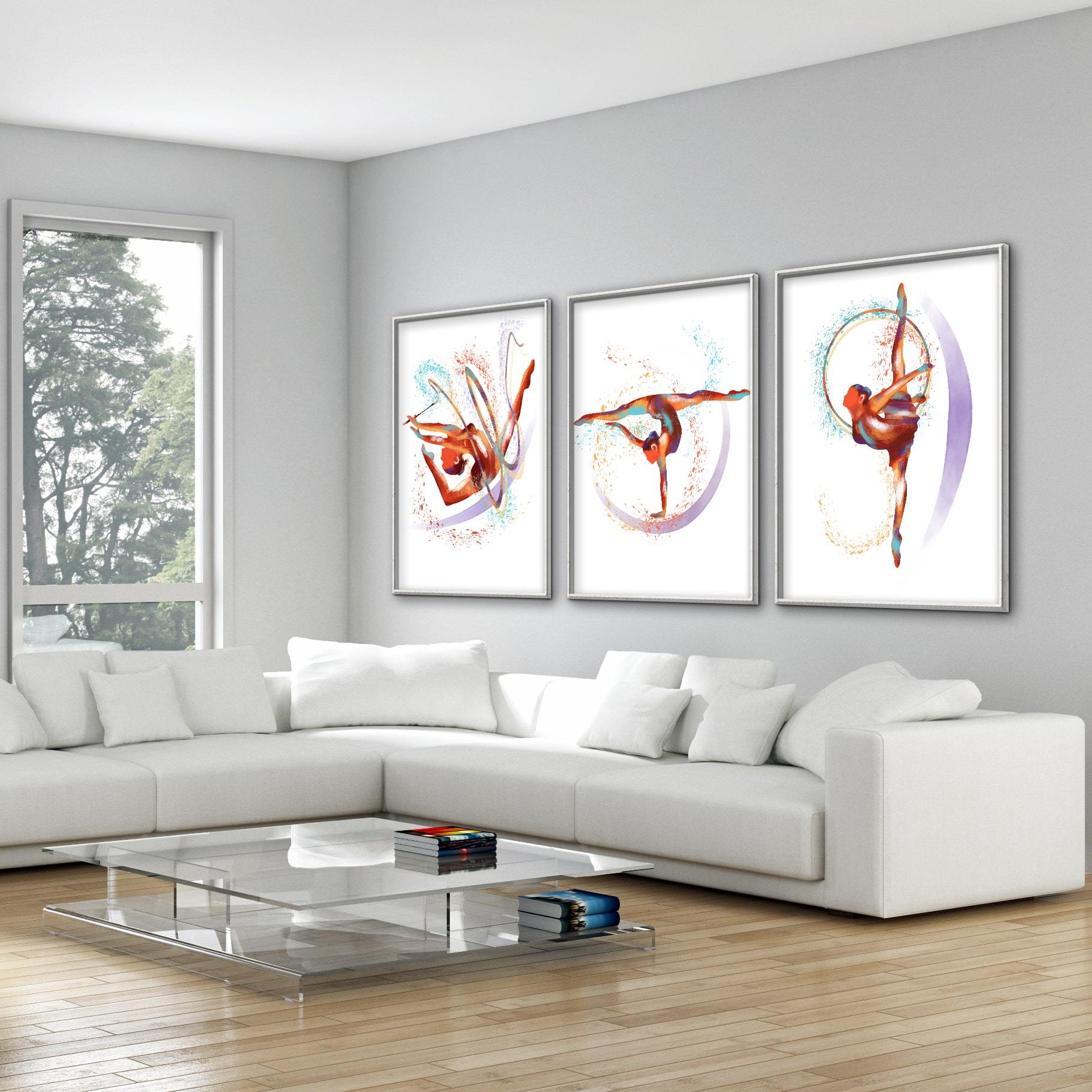 Gymnast Dancers Canvas Art Clock Canvas