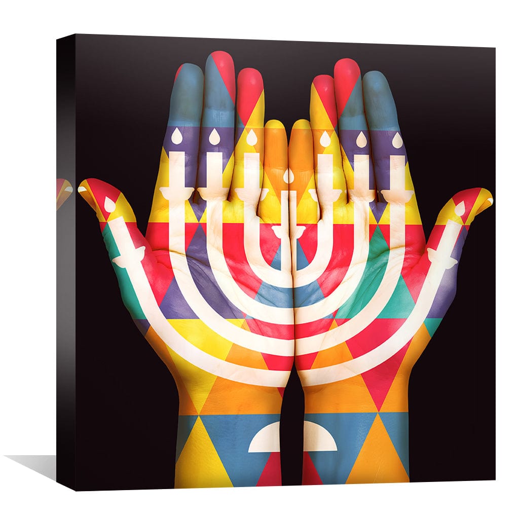 Hands of the Menorah Canvas Art Clock Canvas