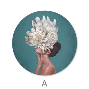 Hidden Woman - Circle Canvas Art A / 40 x 40cm / Standard Gallery Wrap Clock Canvas