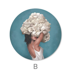 Hidden Woman - Circle Canvas Art B / 40 x 40cm / Standard Gallery Wrap Clock Canvas