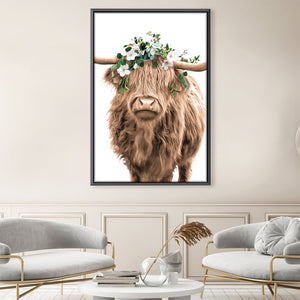 Highland Cow Portrait Canvas Art Clock Canvas