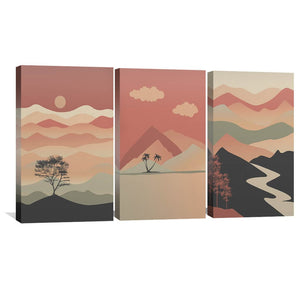 Hills and Flows Canvas Art Set of 3 / 30 x 45cm / Unframed Canvas Print Clock Canvas