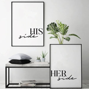 His Side Her Side Canvas Art Set of 2 / 40 x 50cm / No Board - Canvas Print Only Clock Canvas