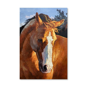 Horse in Wild Oil Painting Oil Clock Canvas