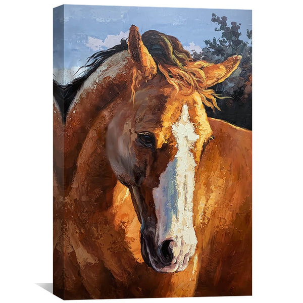 Horse in Wild Oil Painting – ClockCanvas
