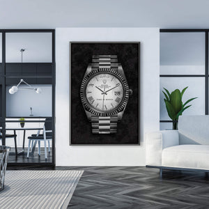 Hustle Watch - Silver Clock Canvas