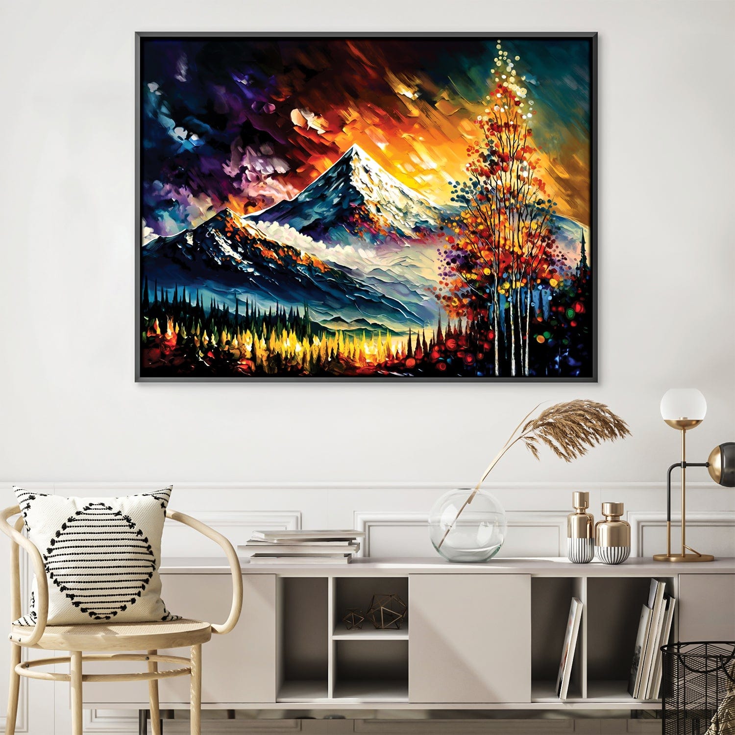Impressionist Mountains Canvas Art Clock Canvas