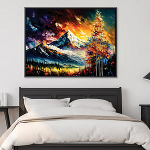 Impressionist Mountains Canvas Art Clock Canvas