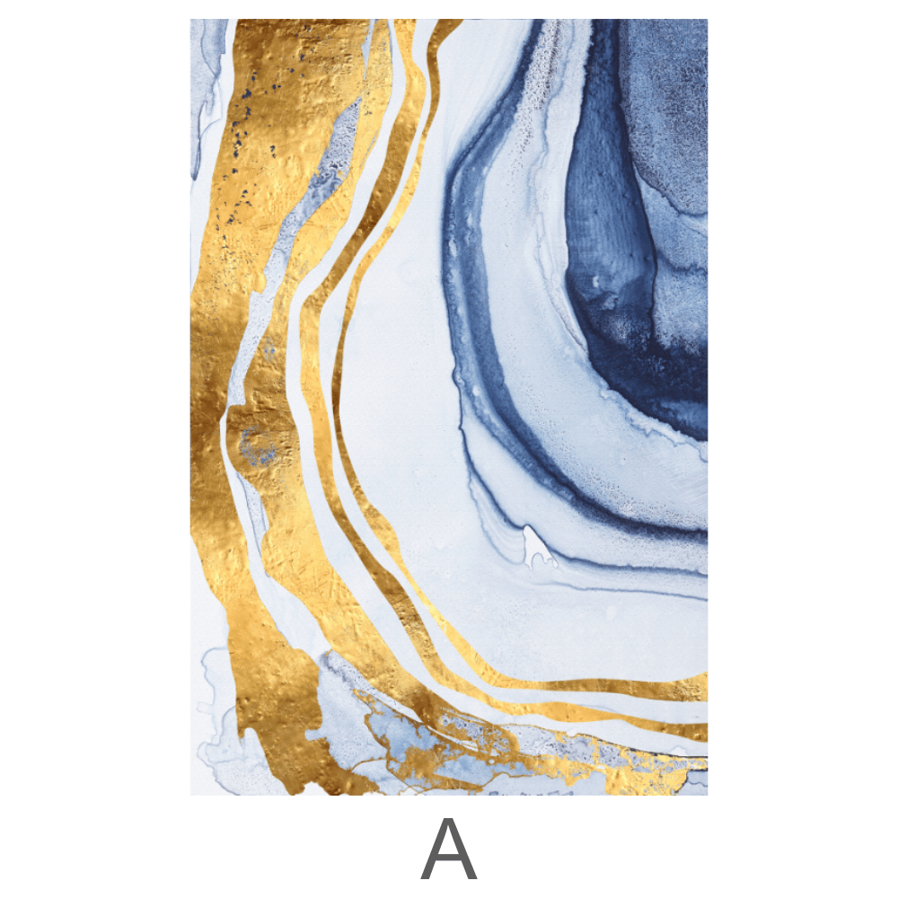 Indigo Flow Canvas Art A / 40 x 60cm / Unframed Canvas Print Clock Canvas