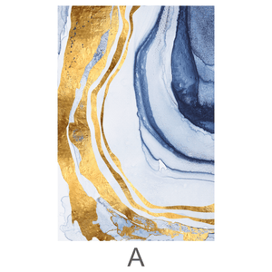 Indigo Flow Canvas Art A / 40 x 60cm / Unframed Canvas Print Clock Canvas