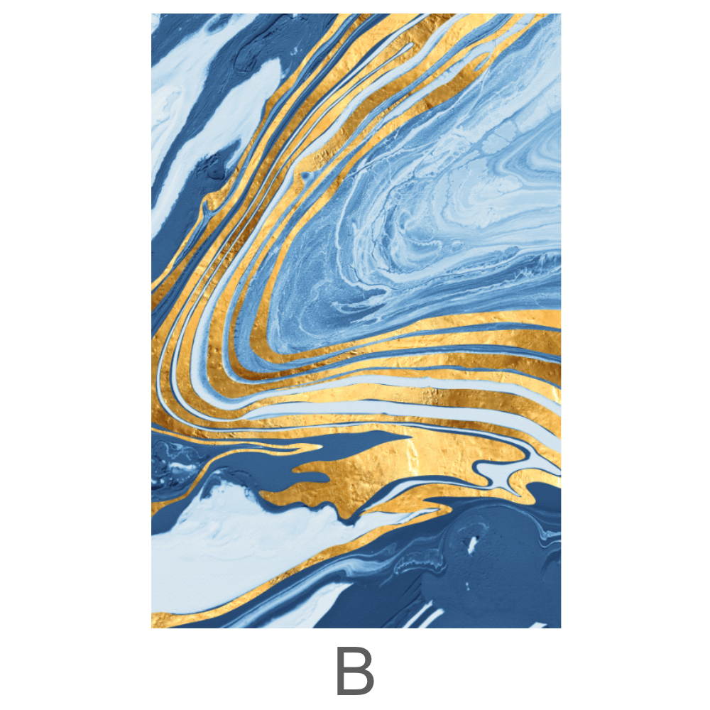 Indigo Flow Canvas Art B / 40 x 60cm / Unframed Canvas Print Clock Canvas