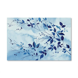 Indigo Leaves Canvas Art Clock Canvas