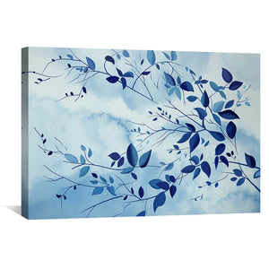 Indigo Leaves Canvas Art 45 x 30cm / Unframed Canvas Print Clock Canvas