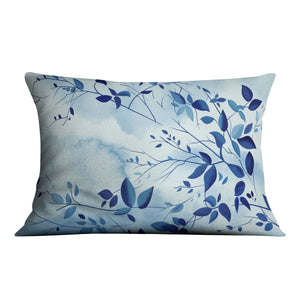 Indigo Leaves Cushion Cushion 48 x 33cm Clock Canvas