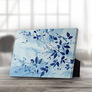 Indigo Leaves Desktop Canvas Desktop Canvas 25 x 20cm Clock Canvas