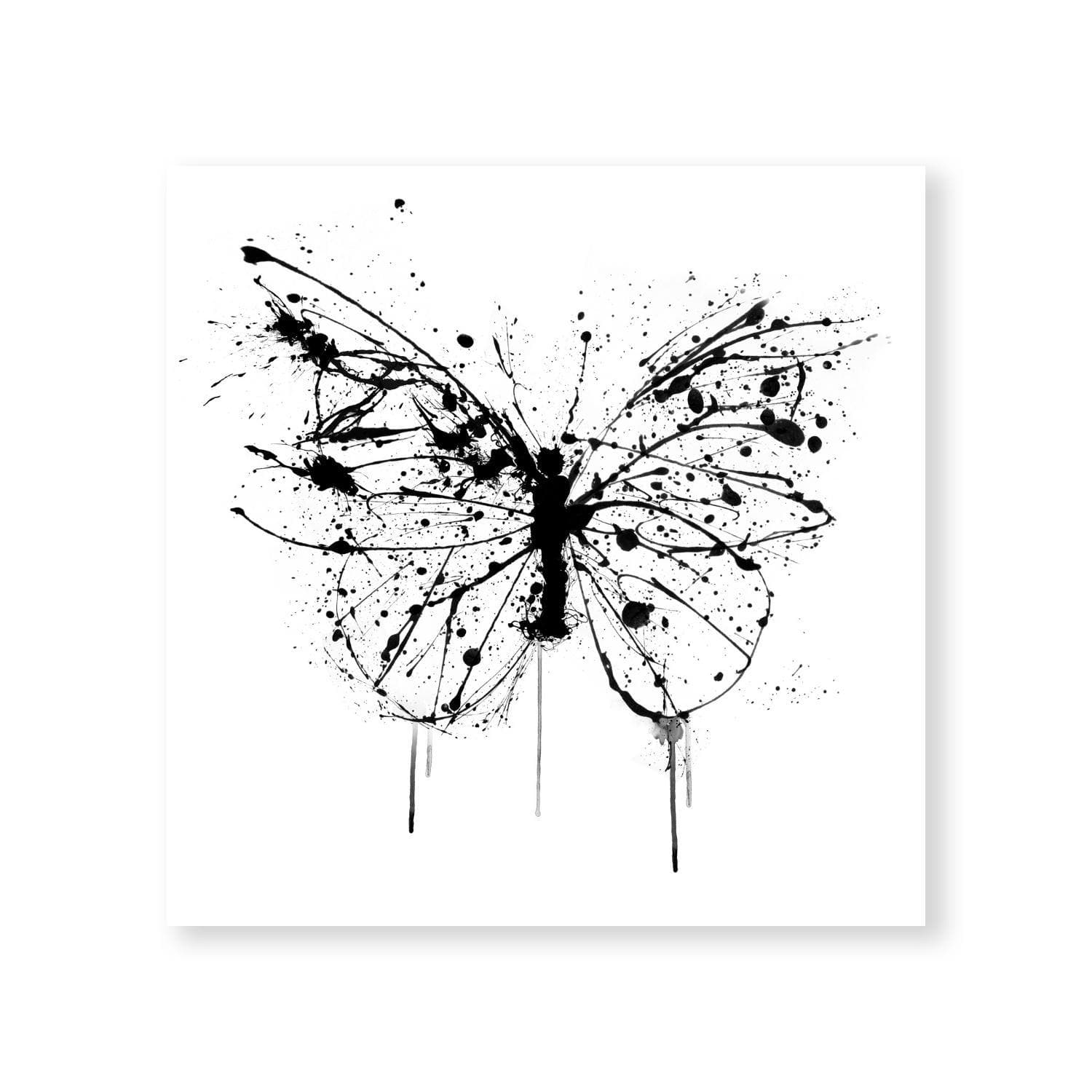 Inked Butterfly Canvas Art Clock Canvas