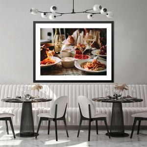 Italian Dinner Print Art Clock Canvas