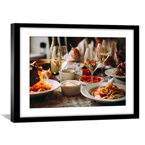 Italian Dinner Print Art 45 x 30cm / Unframed Print Clock Canvas