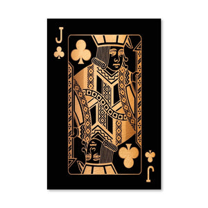 Jack of Clubs - Gold Canvas Art Clock Canvas
