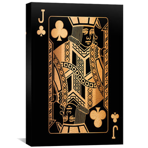 Jack of Clubs - Gold Canvas Art 30 x 45cm / Standard Gallery Wrap Clock Canvas