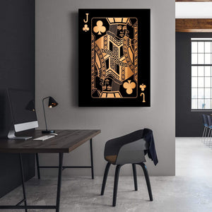 Jack of Clubs - Gold Clock Canvas