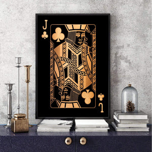 Jack of Clubs - Gold Clock Canvas