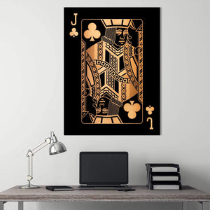 Jack of Clubs - Gold Clock Canvas