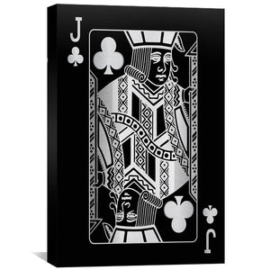 Jack of Clubs - Silver Canvas Art 30 x 45cm / Standard Gallery Wrap Clock Canvas