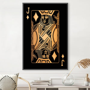 Jack of Diamonds - Gold Canvas Art Clock Canvas