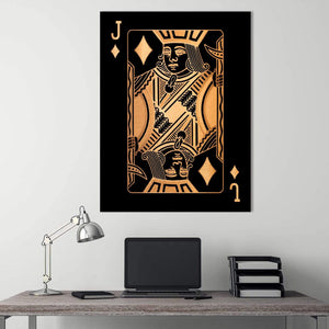 Jack of Diamonds - Gold Clock Canvas