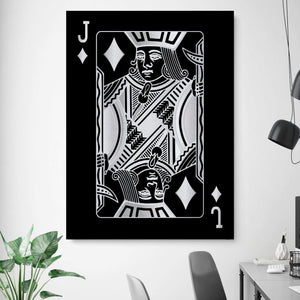 Jack of Diamonds - Silver Clock Canvas