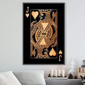 Jack of Hearts - Gold Canvas Art Clock Canvas