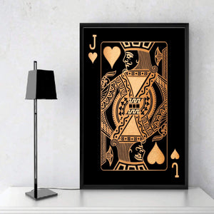 Jack of Hearts - Gold Clock Canvas