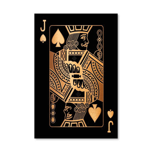 Jack of Spades - Gold Canvas Art Clock Canvas