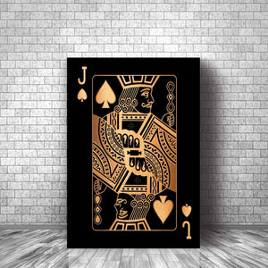 Jack of Spades - Gold Clock Canvas