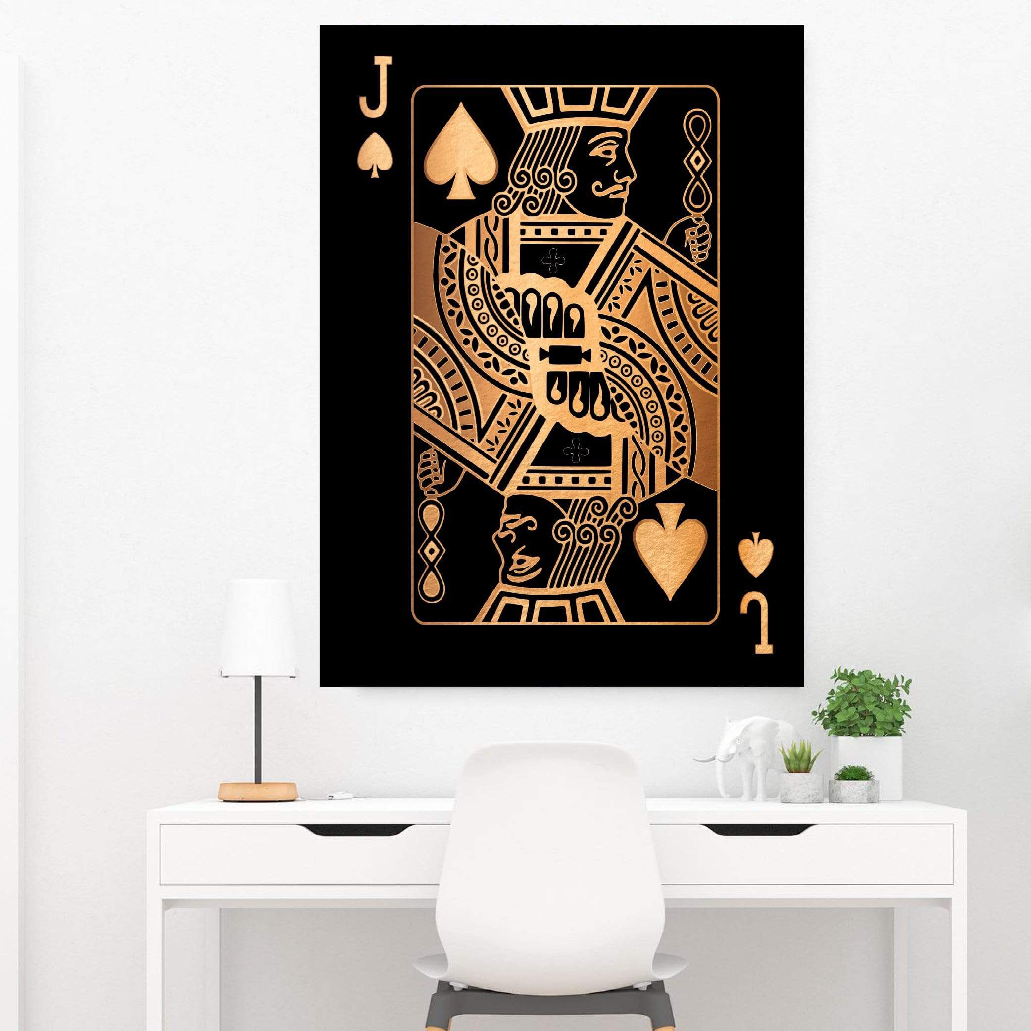 Jack of Spades - Gold Clock Canvas