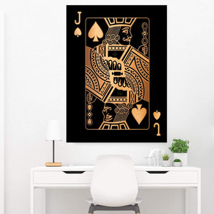 Jack of Spades - Gold Clock Canvas
