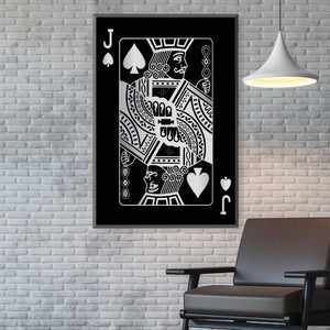 Jack of Spades - Silver Canvas Art Clock Canvas