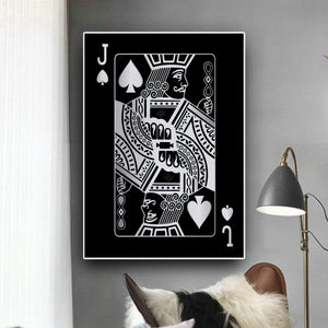Jack of Spades - Silver Clock Canvas