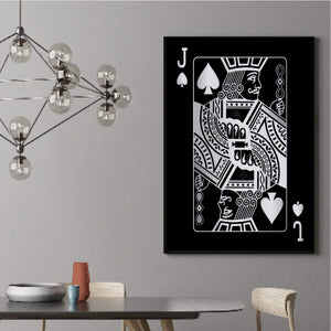 Jack of Spades - Silver Clock Canvas