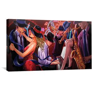 Jazz Nights Canvas Art 50 x 25cm / Unframed Canvas Print Clock Canvas
