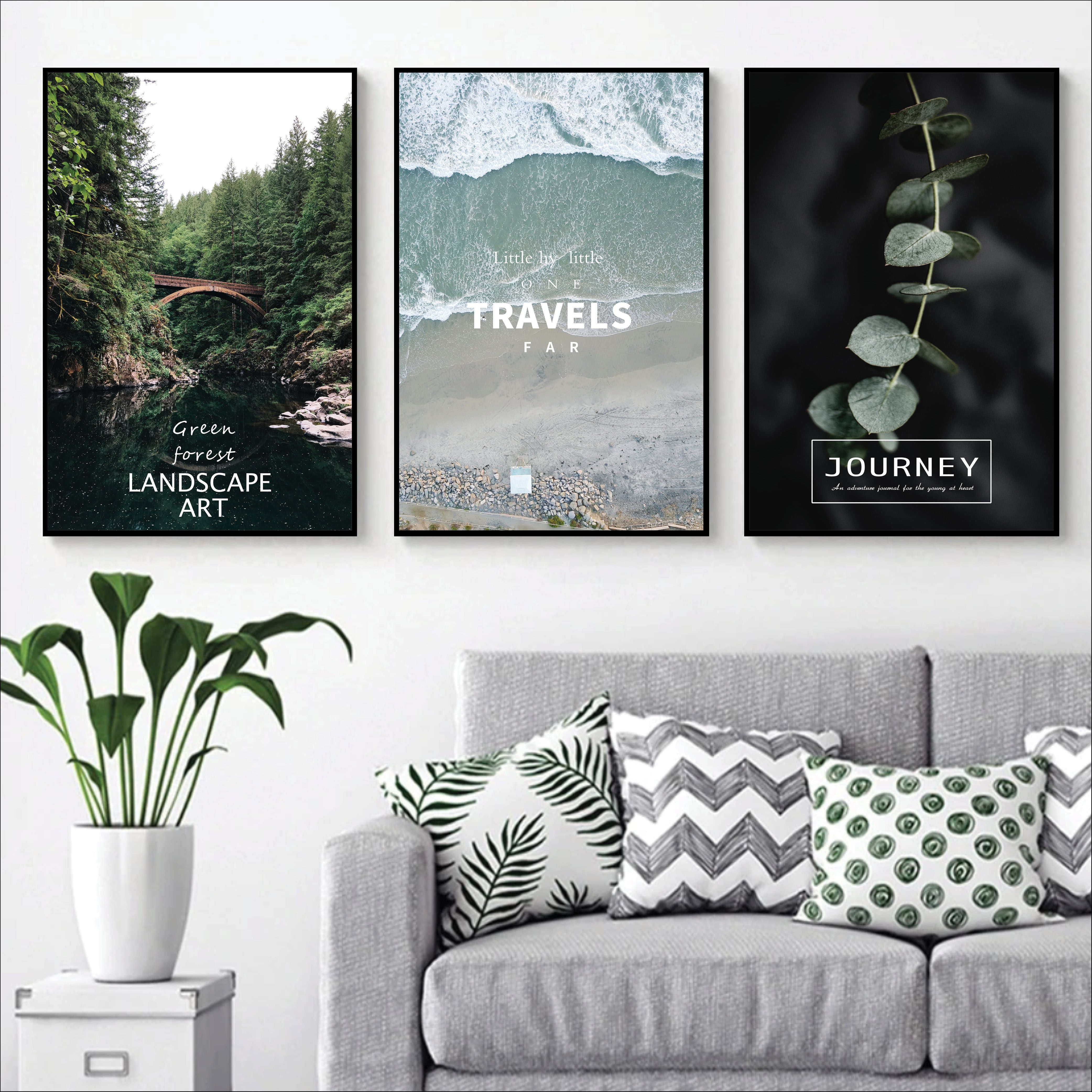 Journey Canvas Art Set of 3 / 40 x 60cm / No Board - Canvas Print Only Clock Canvas