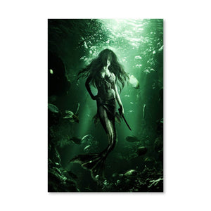 Jungle Huntress Siren Canvas Art Clock Canvas