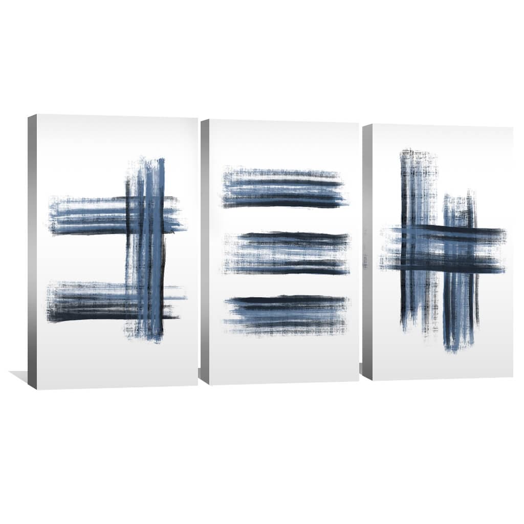 Kashmir Brush Canvas Art Set of 3 / 40 x 60cm / Unframed Canvas Print Clock Canvas