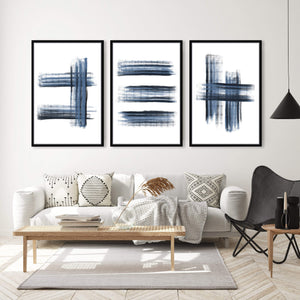 Kashmir Brush Canvas Art Set of 3 / 40 x 60cm / Unframed Canvas Print Clock Canvas