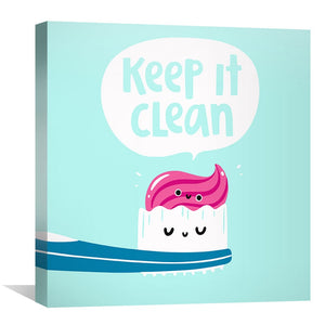 Keep It Clean Canvas Art Clock Canvas