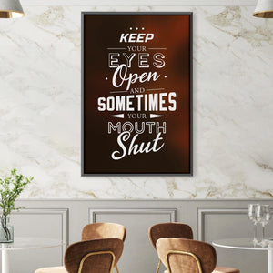 Keep Your Eyes Opened Canvas Art Clock Canvas