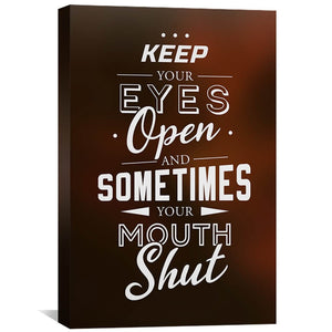 Keep Your Eyes Opened Canvas Art 30 x 45cm / Unframed Canvas Print Clock Canvas