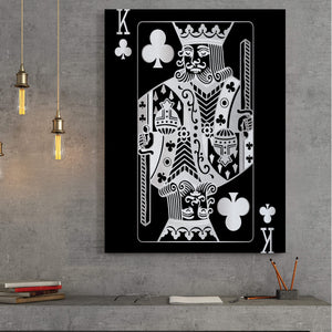King of Clubs - Silver Clock Canvas