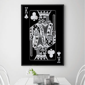 King of Clubs - Silver Clock Canvas
